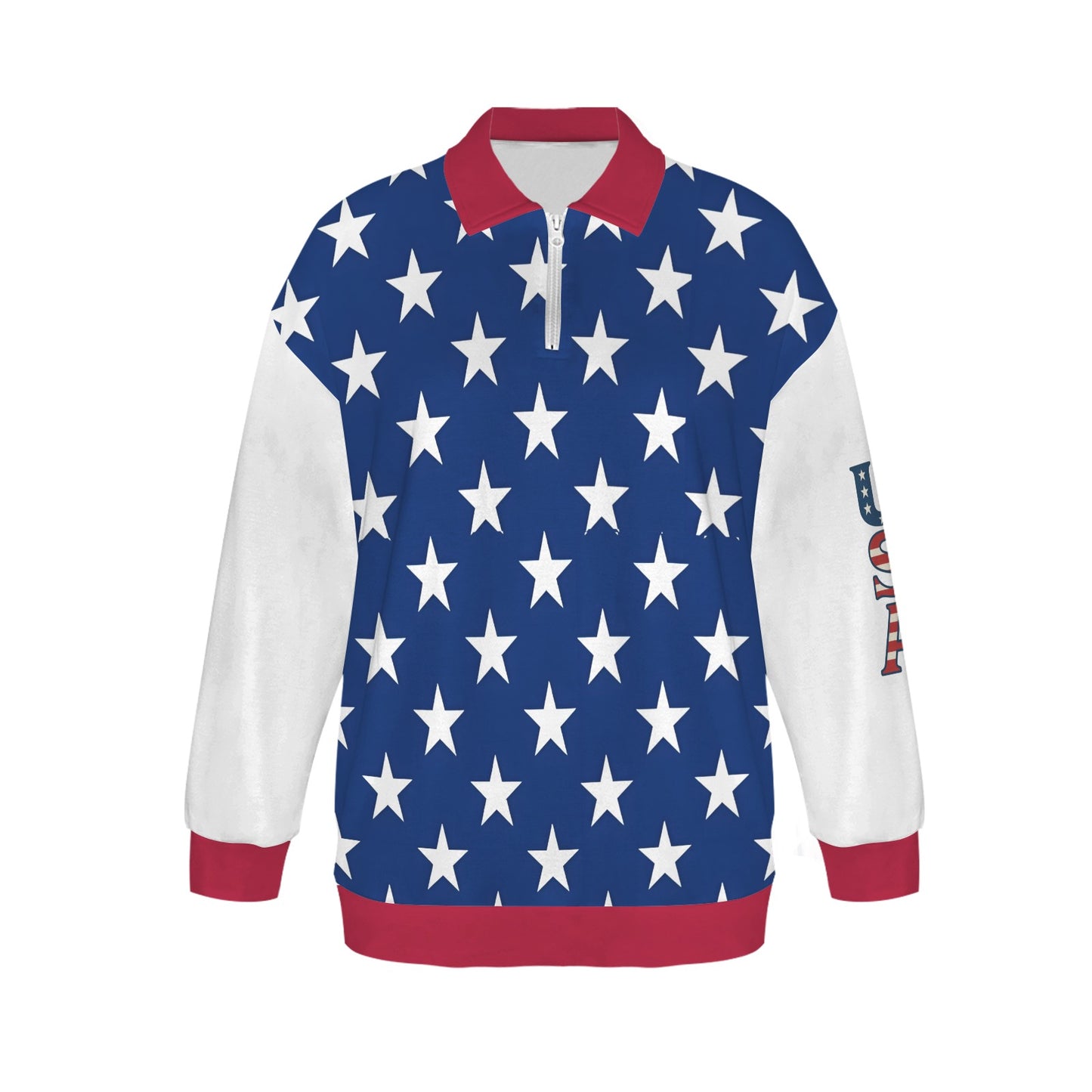 USA/American Flag Women's Quarter Zip Pullover Sweatshirt