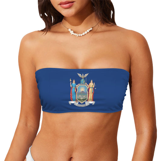 New York Flag Inspired Bandeau Tube Bikini Top