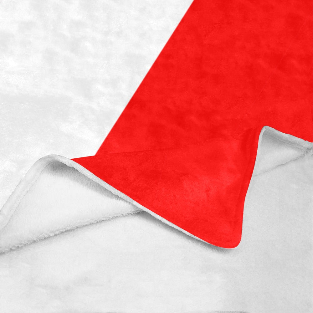 [Luv My Flag] soft red overlay blanket on white surface.