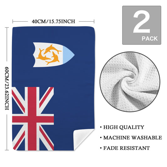 Anguilla Flag Inspired Kitchen Towel 40X60cm( (Pack of 2) | Printed In the USA