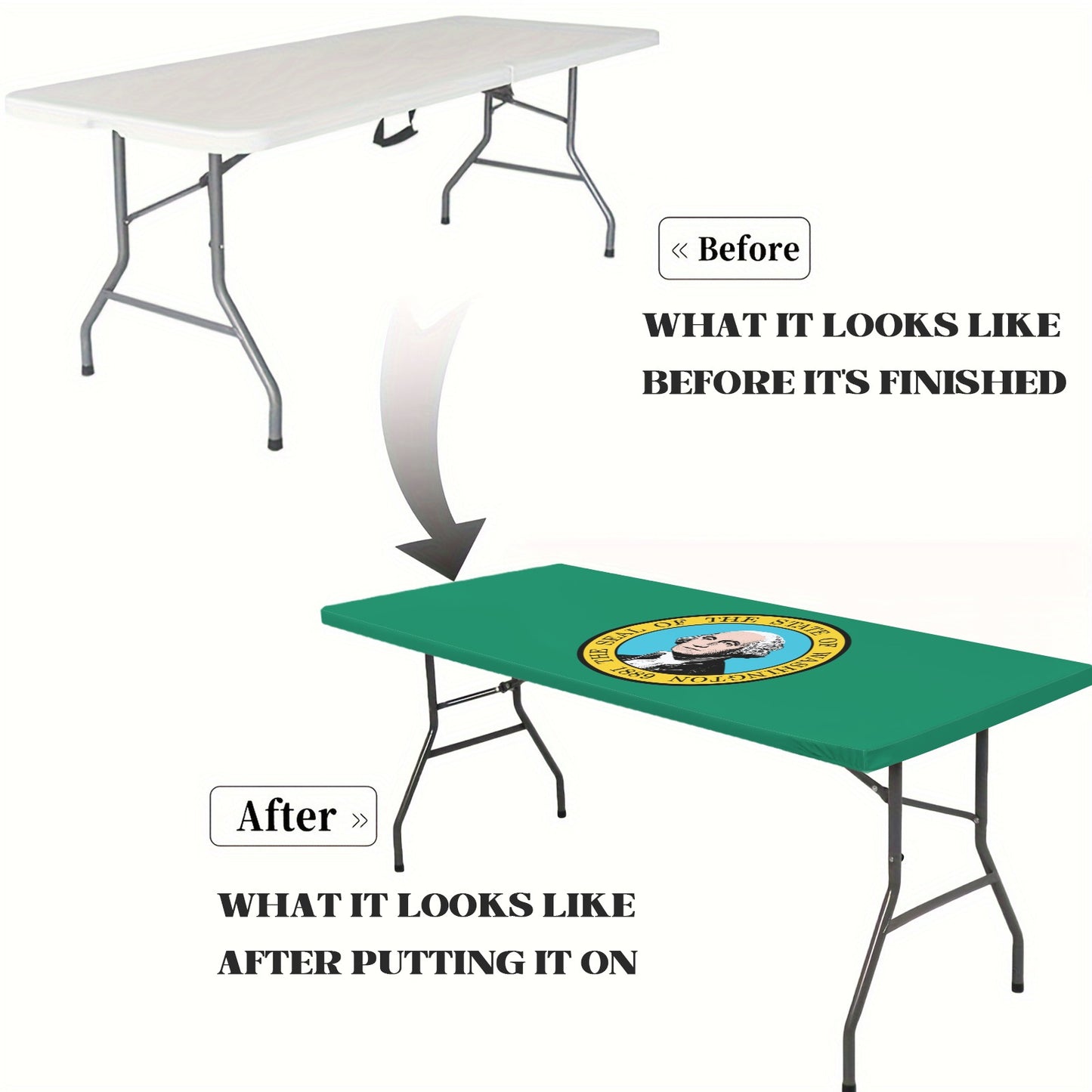 Washington Flag Inspired Custom Elastic Fitted Tablecloth 72x30 inch (Made in the USA)