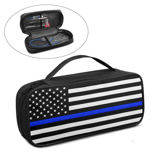 Thin Blue Line Flag Inspired Stethoscope Storage Bag