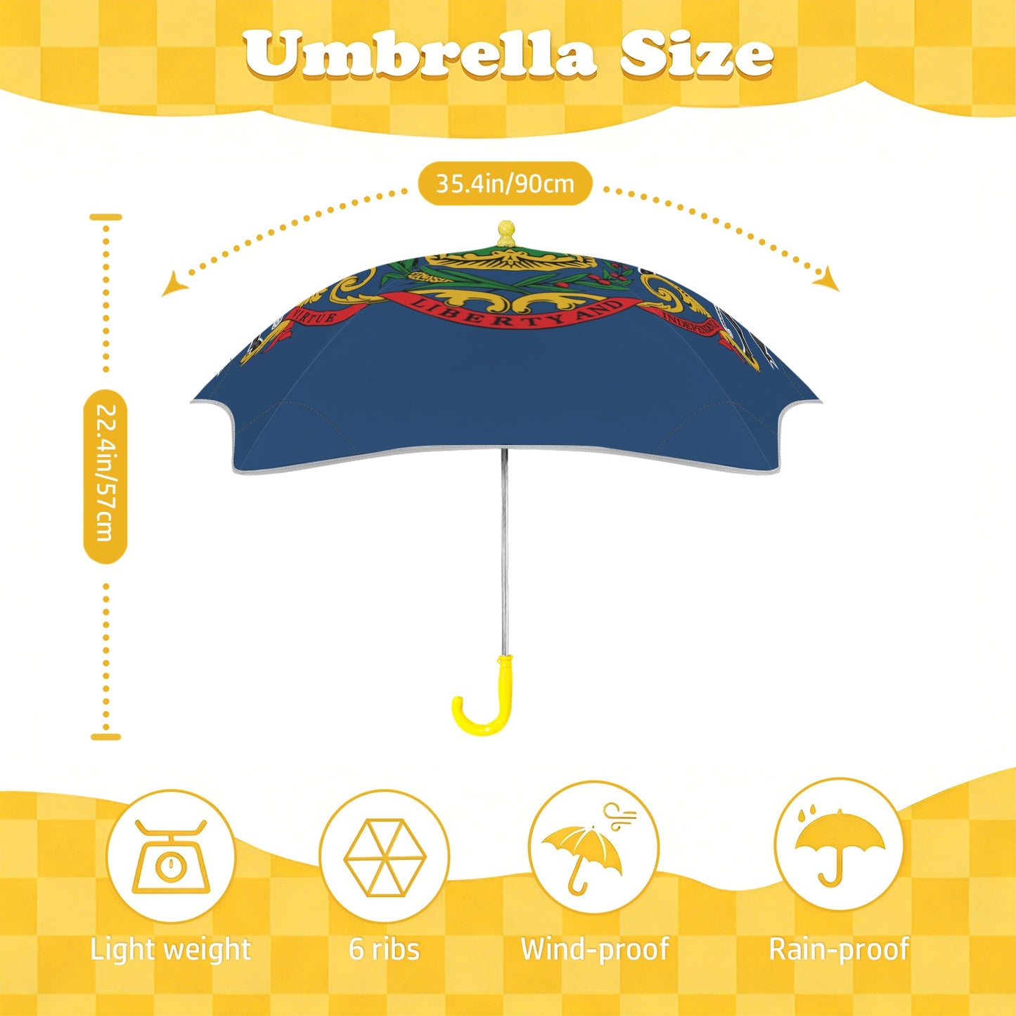 Pennsylvania Flag Inspired Kids Safe Round Corner Umbrella