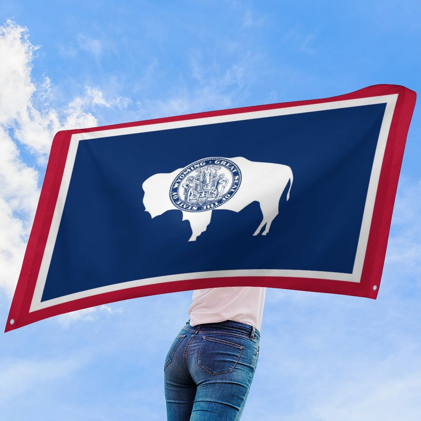 Wyoming Flag Inspired Wall Mount Flag with Four Grommets (35x59 in)