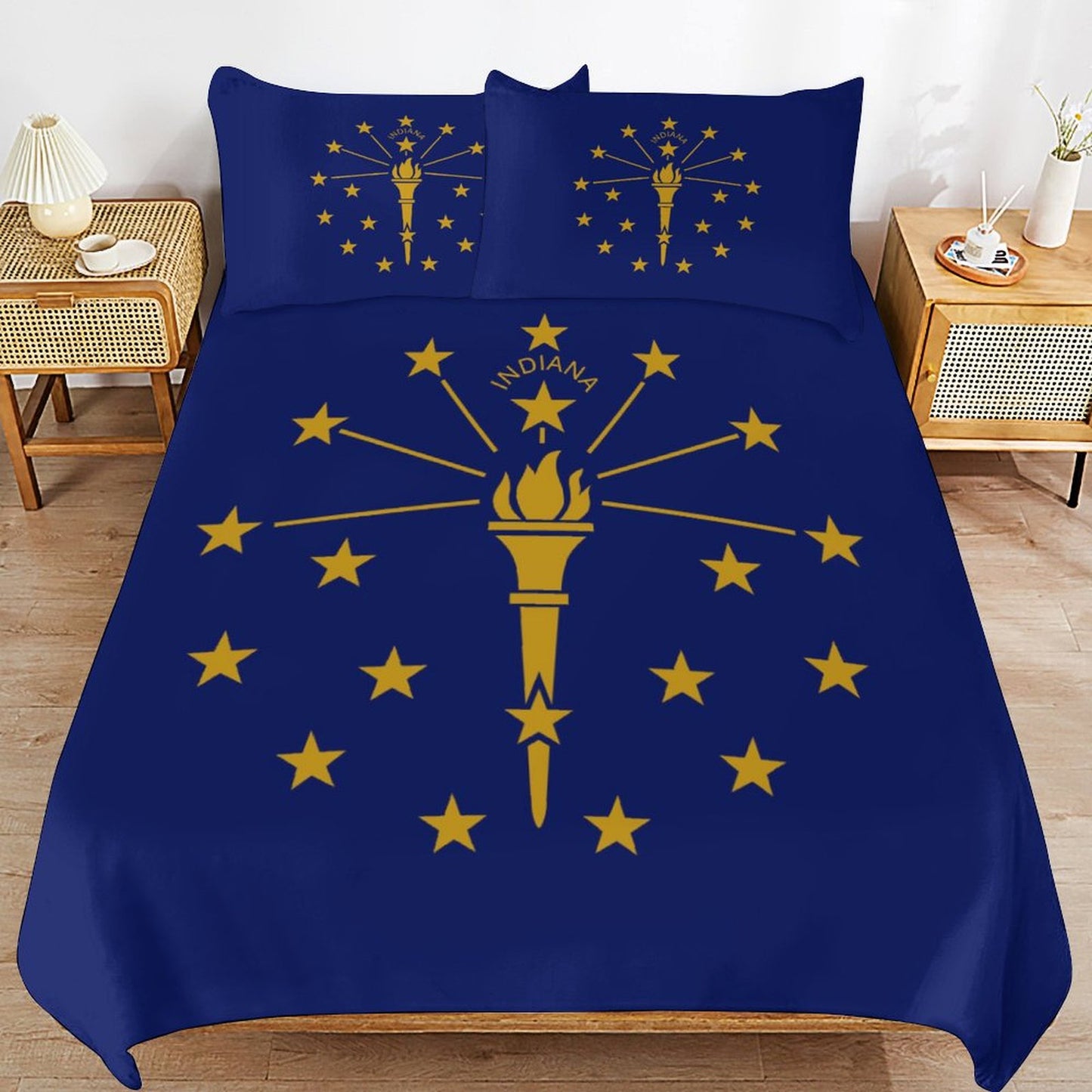 Indiana Flag Inspired 3-Piece Bedding Set (1 Duvet Cover + 2 Pillow Shams) – 102"×90"