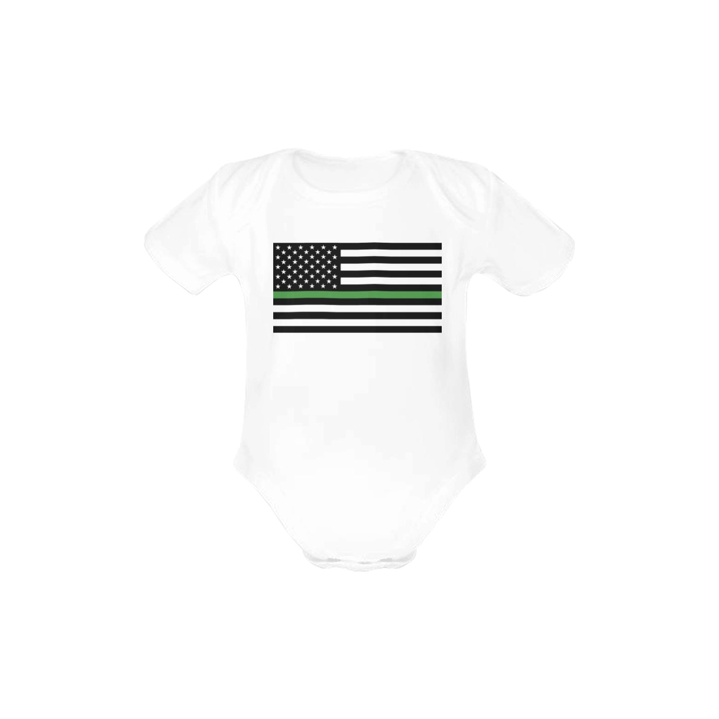 Thin Green Line Flag Baby Short Sleeve Unisex Bodysuits（Made in USA）