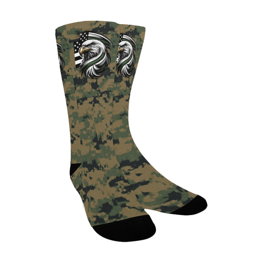 Thin Green Line Flag Inspired Eagle on Digital Camo Women's Custom  Socks | Ships from USA