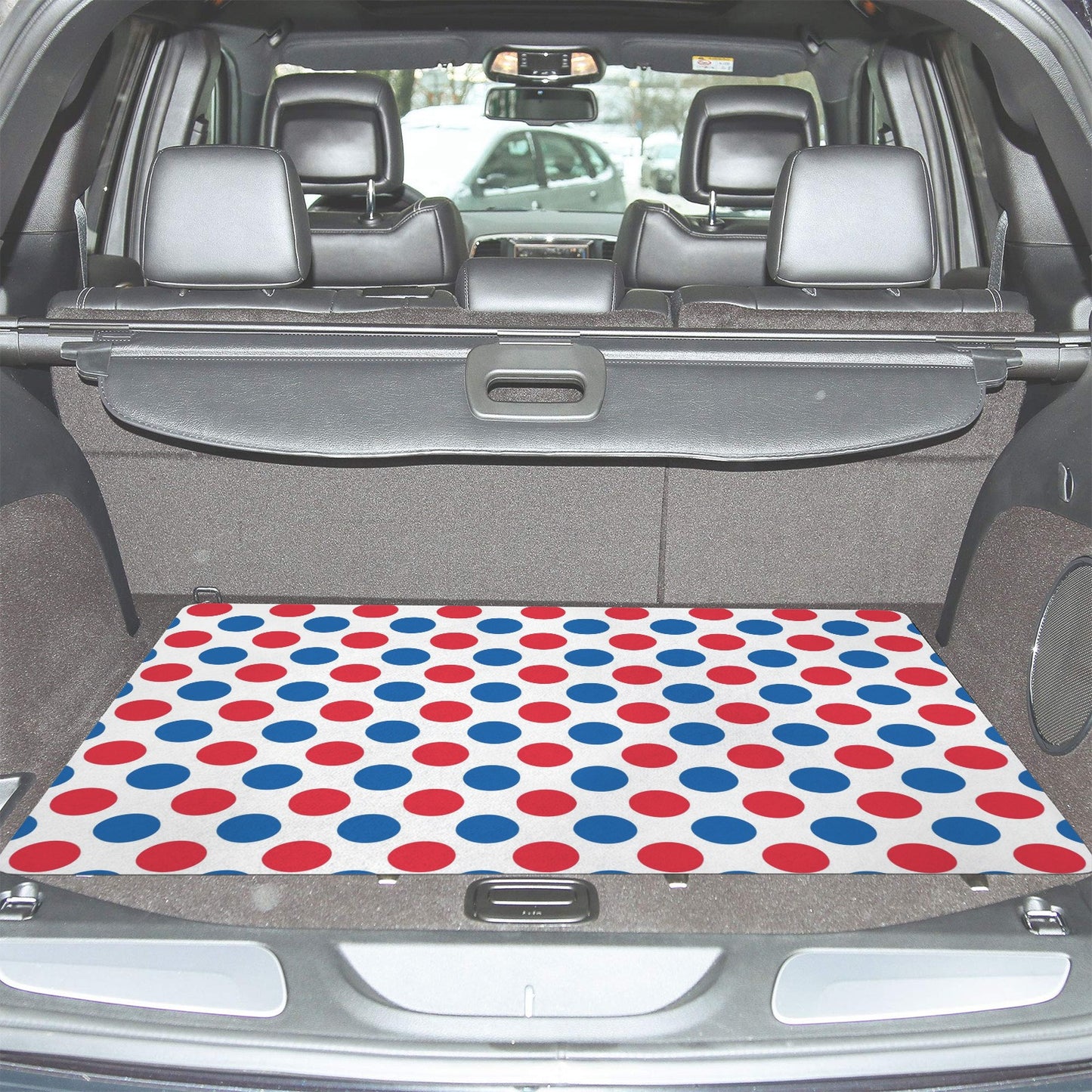 USA/American Flag Inspired Polka Dot Pattern Car Trunk Mat 100 × 75 cm / 39.4 × 30 in Printed in the USA