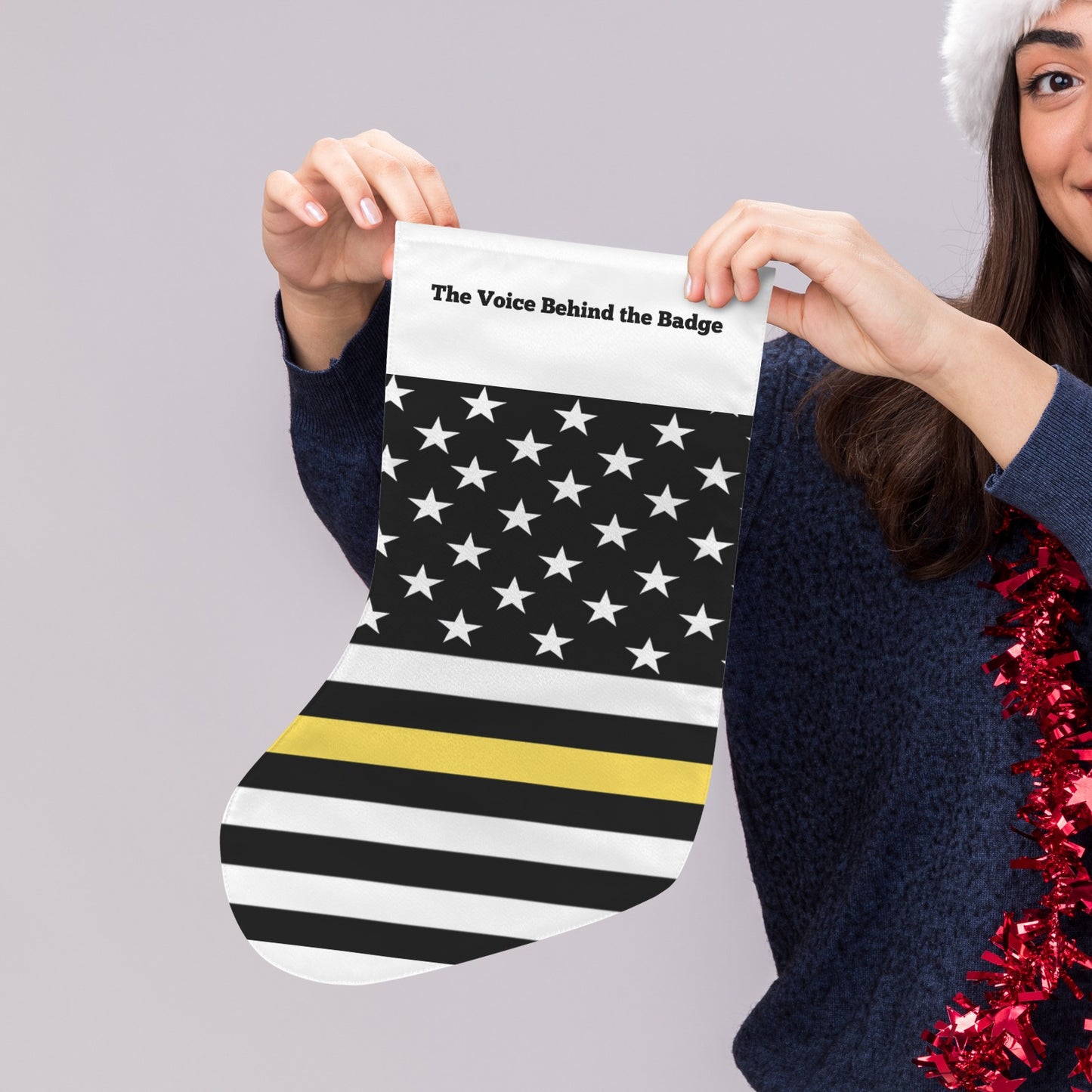 Thin Gold Line Flag Christmas Stocking(Made in USA)