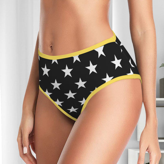 Thin Gold Line Flag Inspired Women's High Waisted Brief