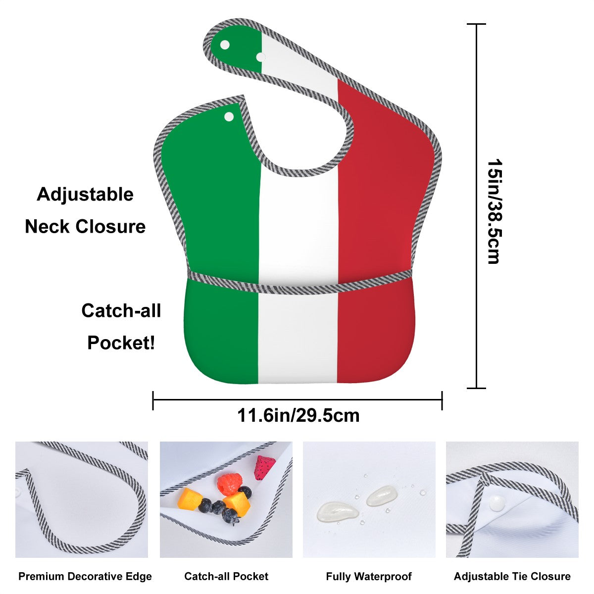 Italy Flag Inspired Baby Bib