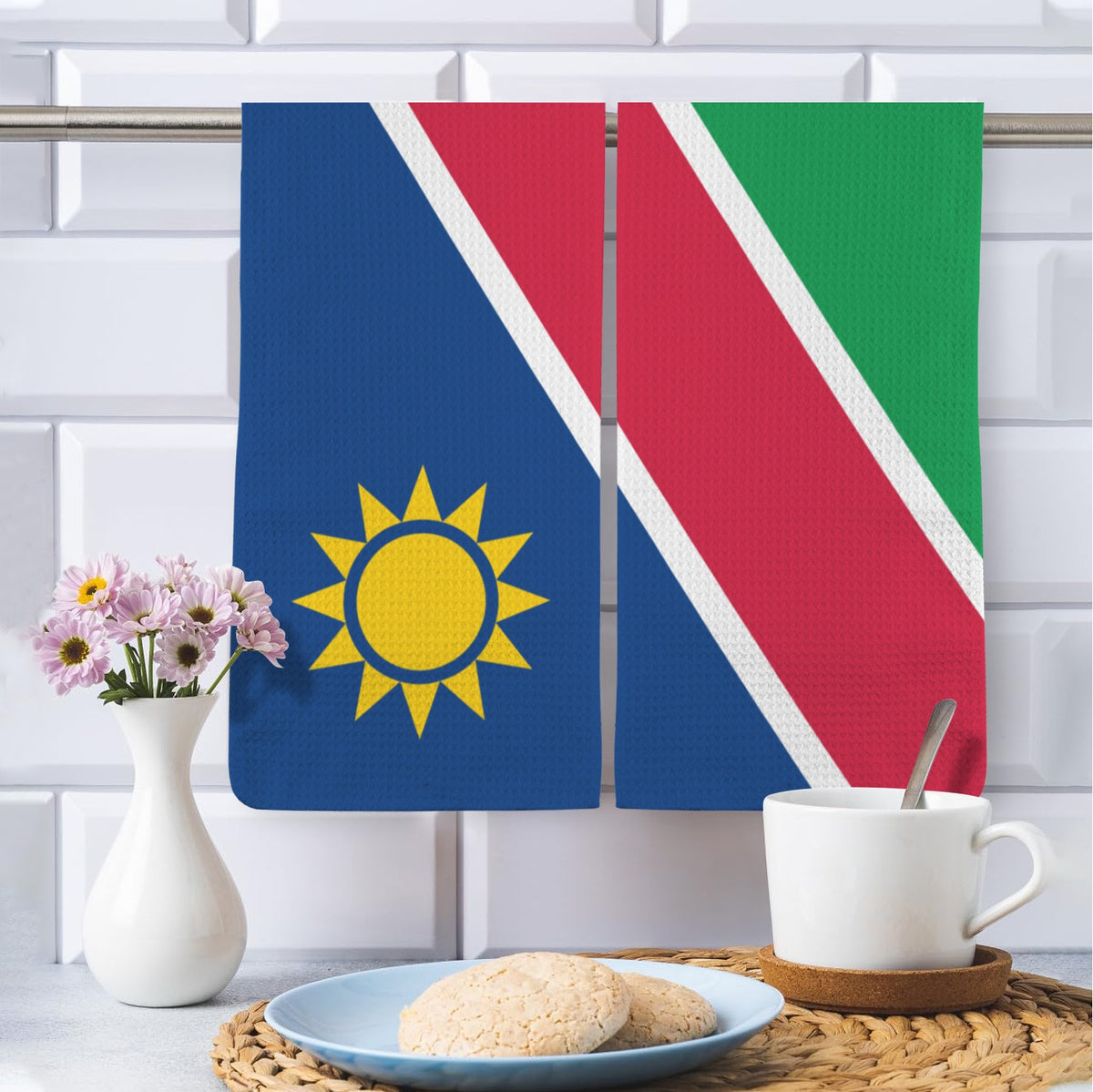 Namibia Flag Inspired Kitchen Towel 40X60cm (Pack of 2) | Printed In the USA