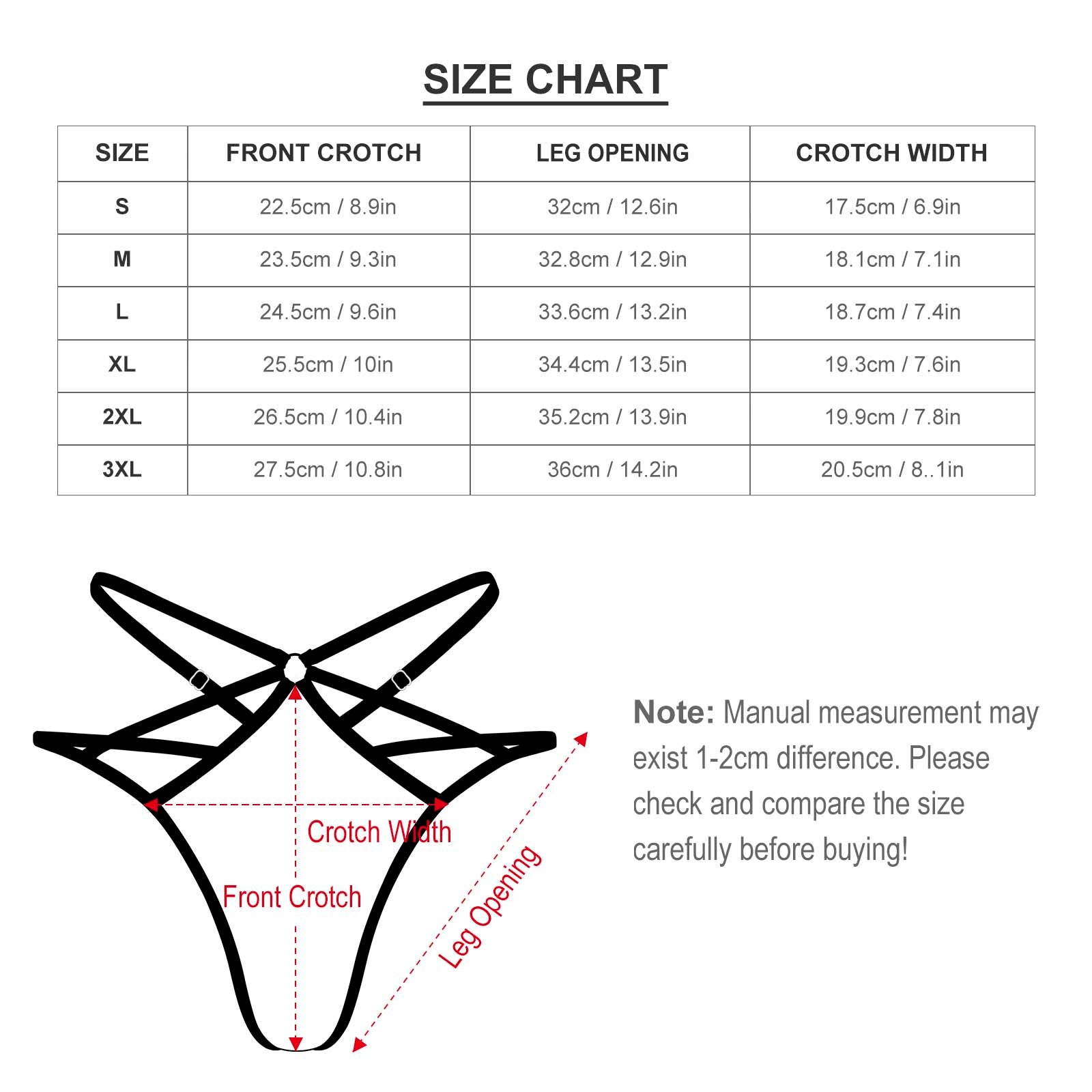 [Brand] size chart for underwear: measurements and diagram included.