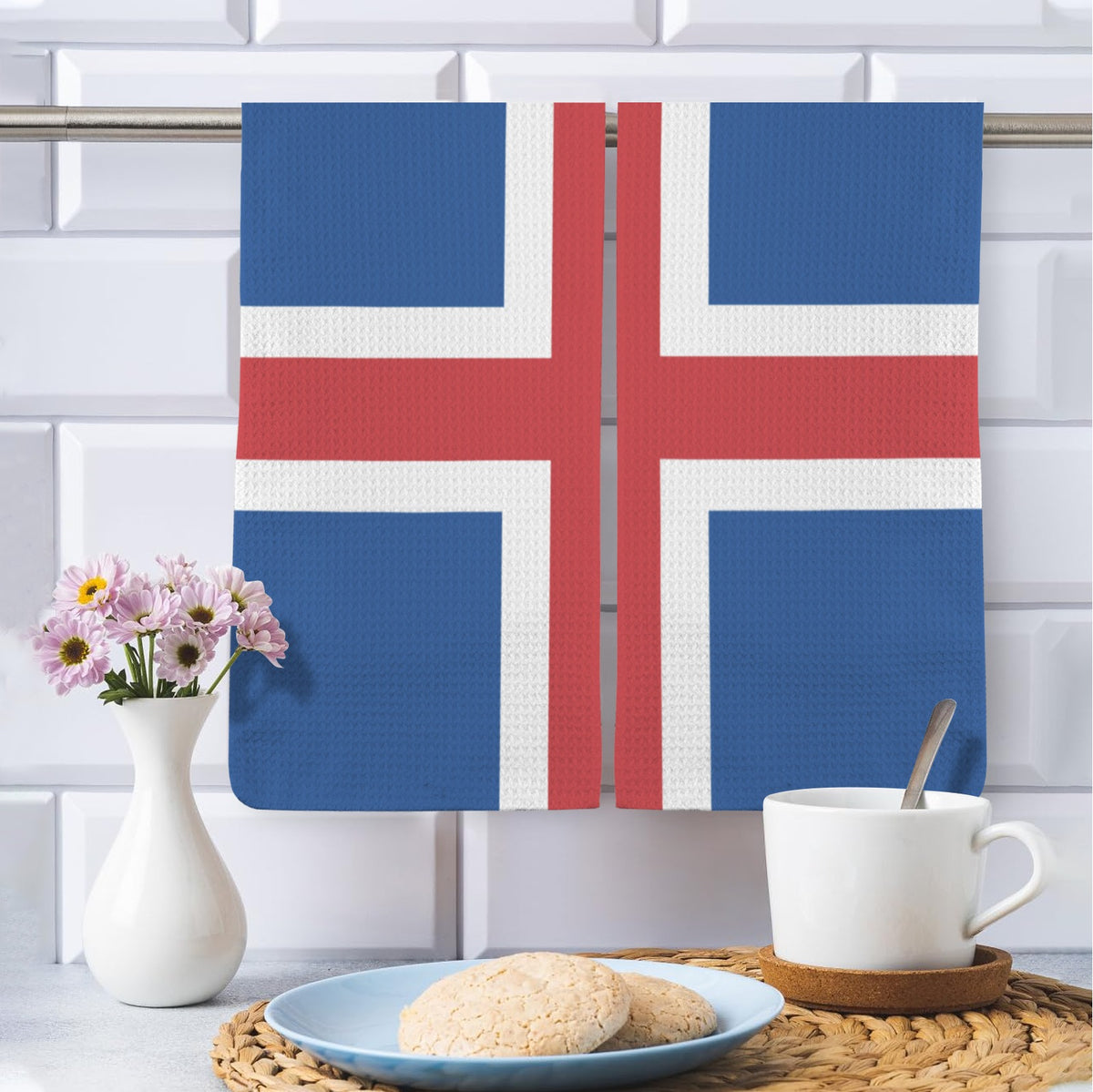 Iceland Flag Inspired Kitchen Towel 40X60cm (Pack of 2) | Printed In the USA