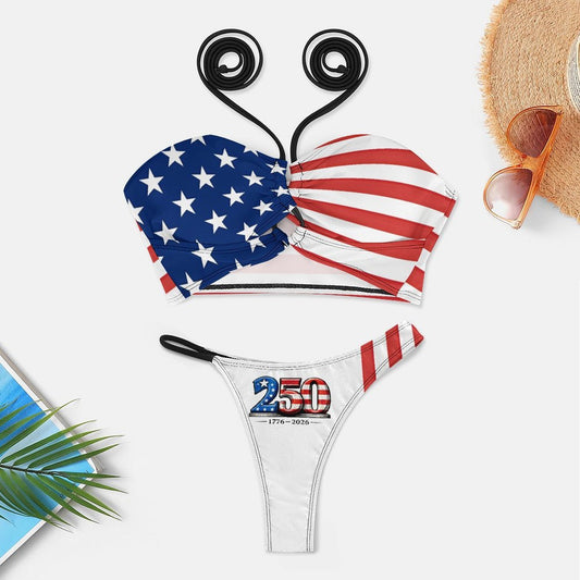 America 250 Anniversary USA/American Flag Inspired Bikini Swimsuit (J197D59)