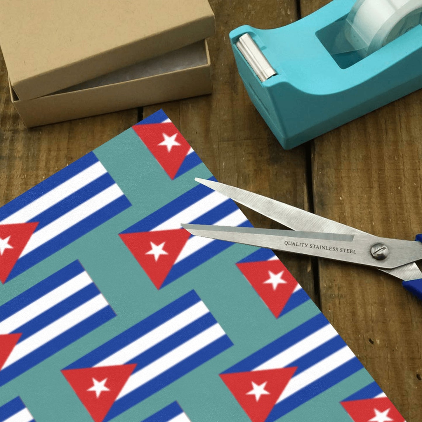 Cuba Flag Inspired Custom Gift Wrapping Paper 58"x 22.5" (4 Rolls)