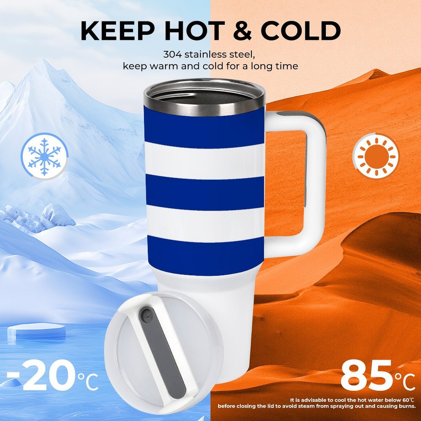 [Brand] insulated mug maintaining hot and cold temperatures efficiently.