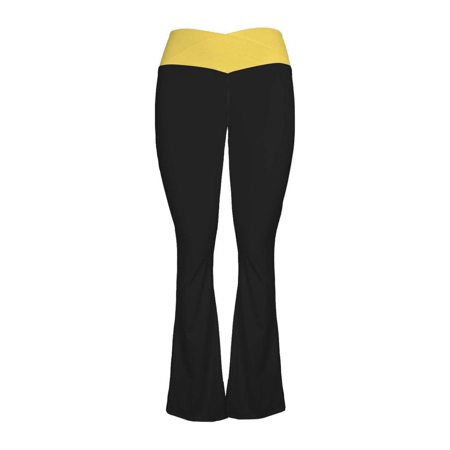 Thin Gold Line Flag Inspired Women's V-Crossover High Waisted Flare Leggings