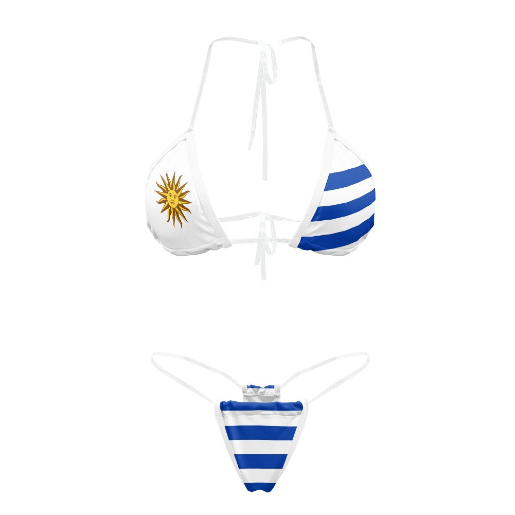 Uruguay Flag Inspired Transparent String Bikini