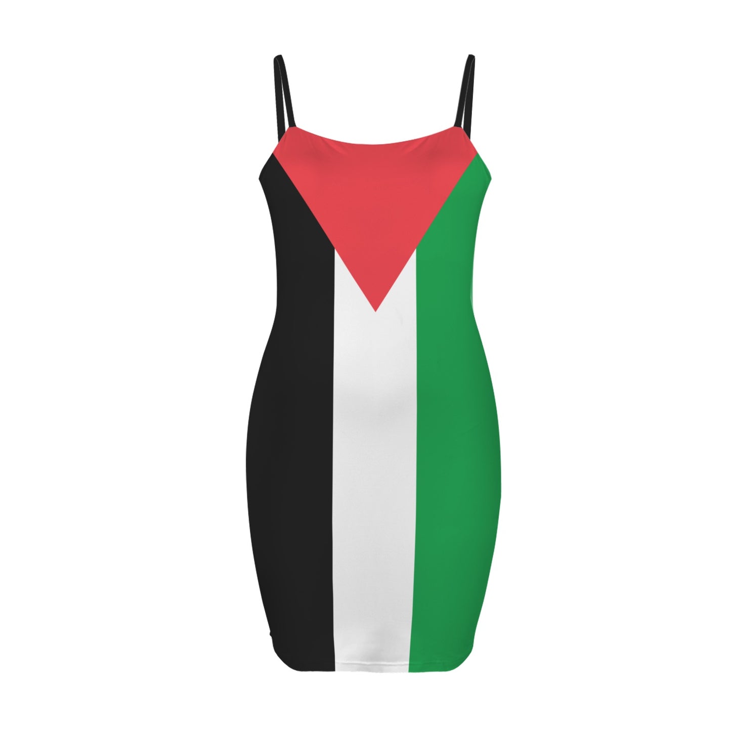 Palestine Flag Inspired Backless Spaghetti Strap Bodycon Dress
