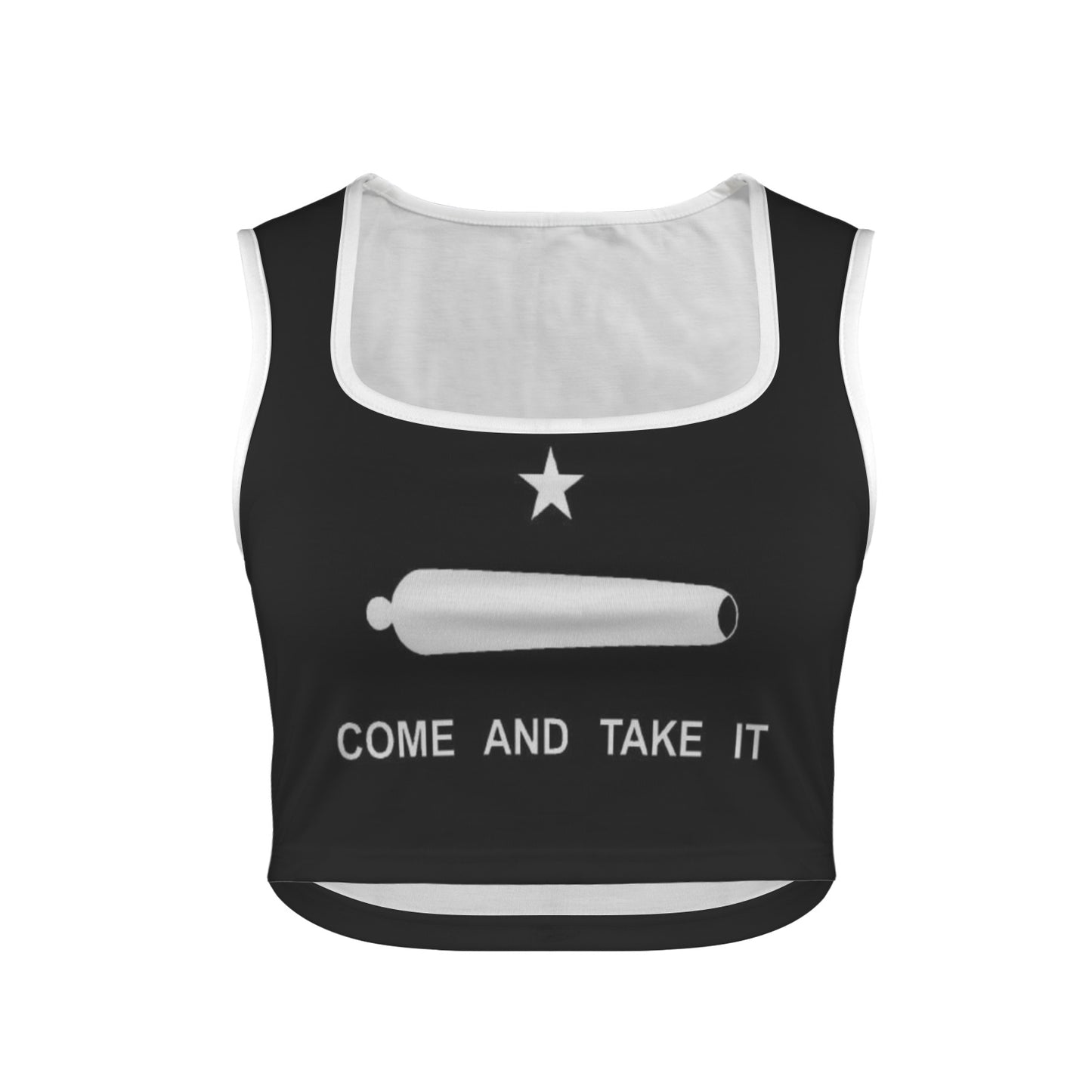 Come and Take It Flag Inspired Square Neck Crop Tank Tops