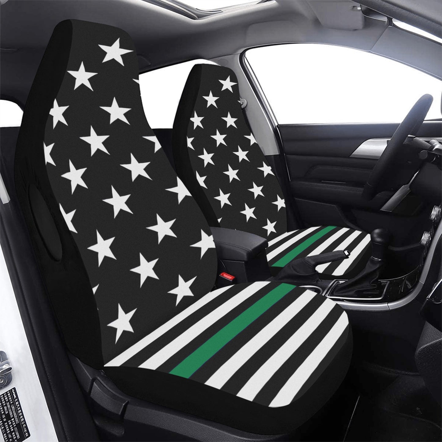 Thin Green Line Flag Car Seat Cover Airbag Compatible(Set of 2)