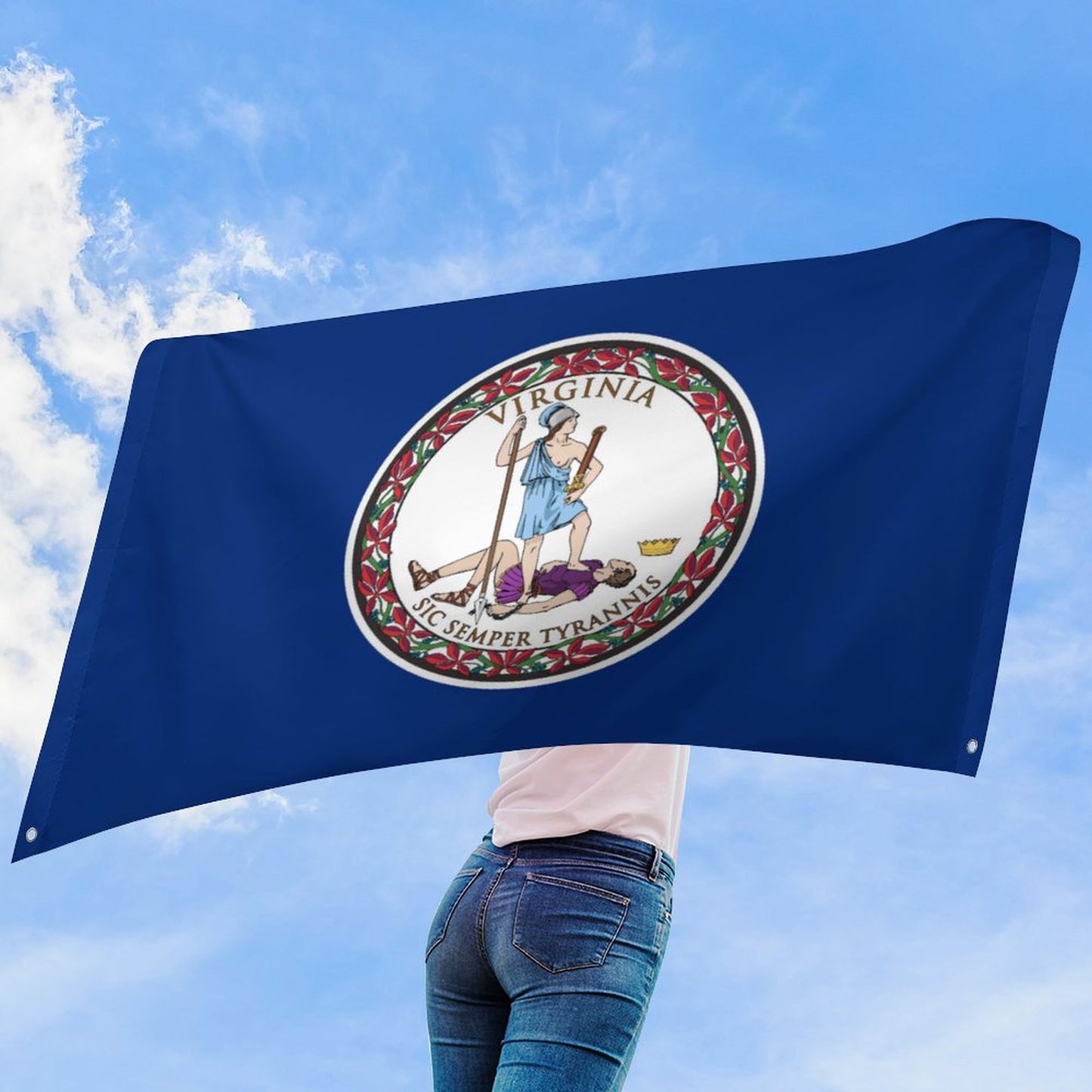 Virginia Flag Inspired Wall Mount Flag with Four Grommets (35x59 in)