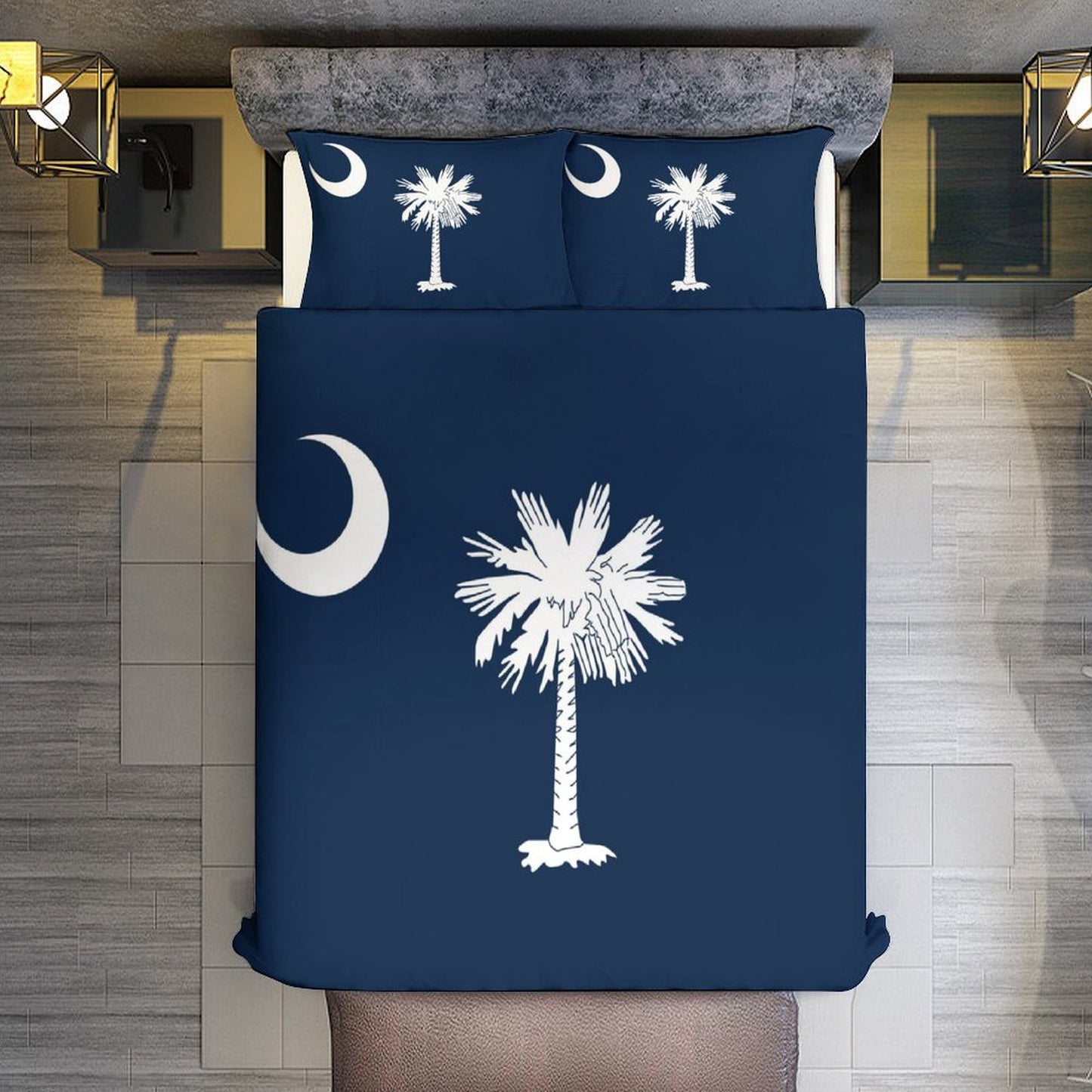 South Carolina Flag Inspired 3-Piece Bedding Set (1 Duvet Cover + 2 Pillow Shams) – 102"×90"
