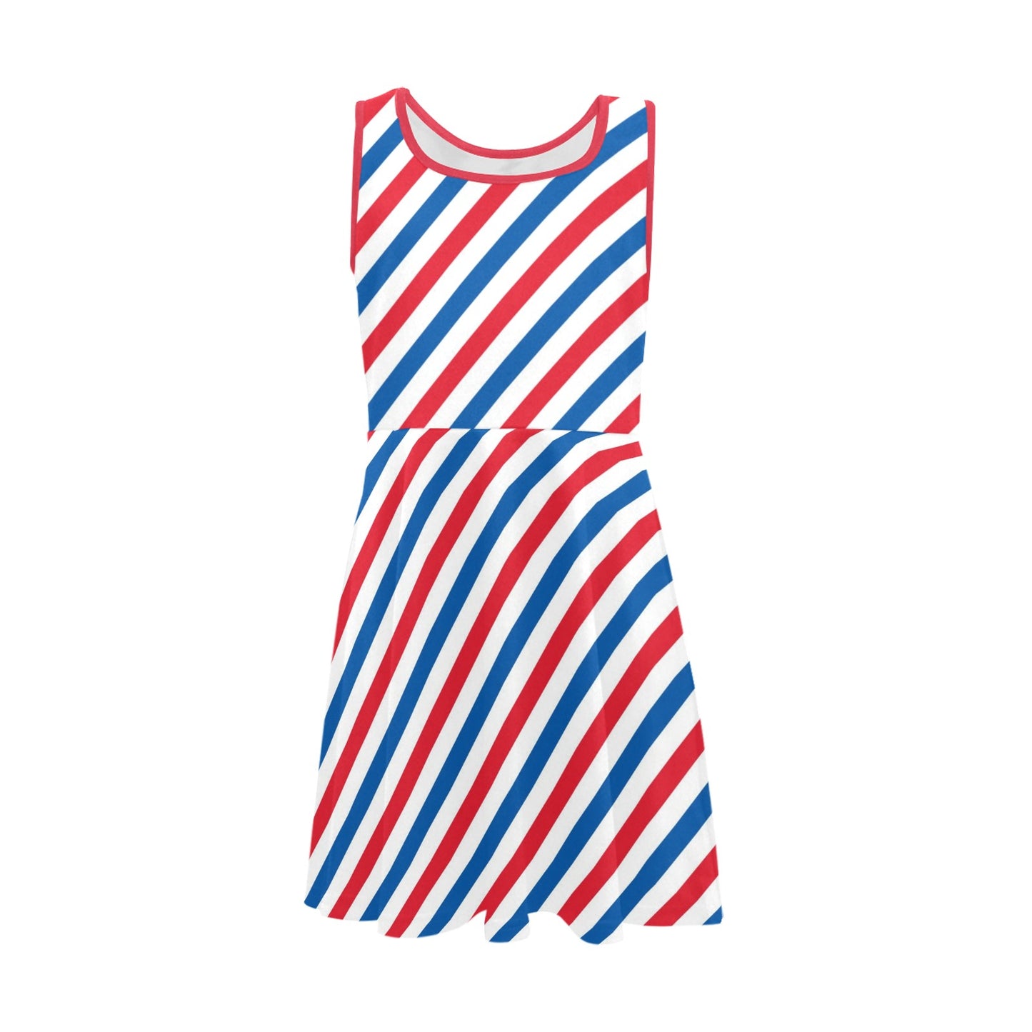 USA/American Flag Inspired Striped Pattern Girls' Sleeveless Sundress | Ships from USA