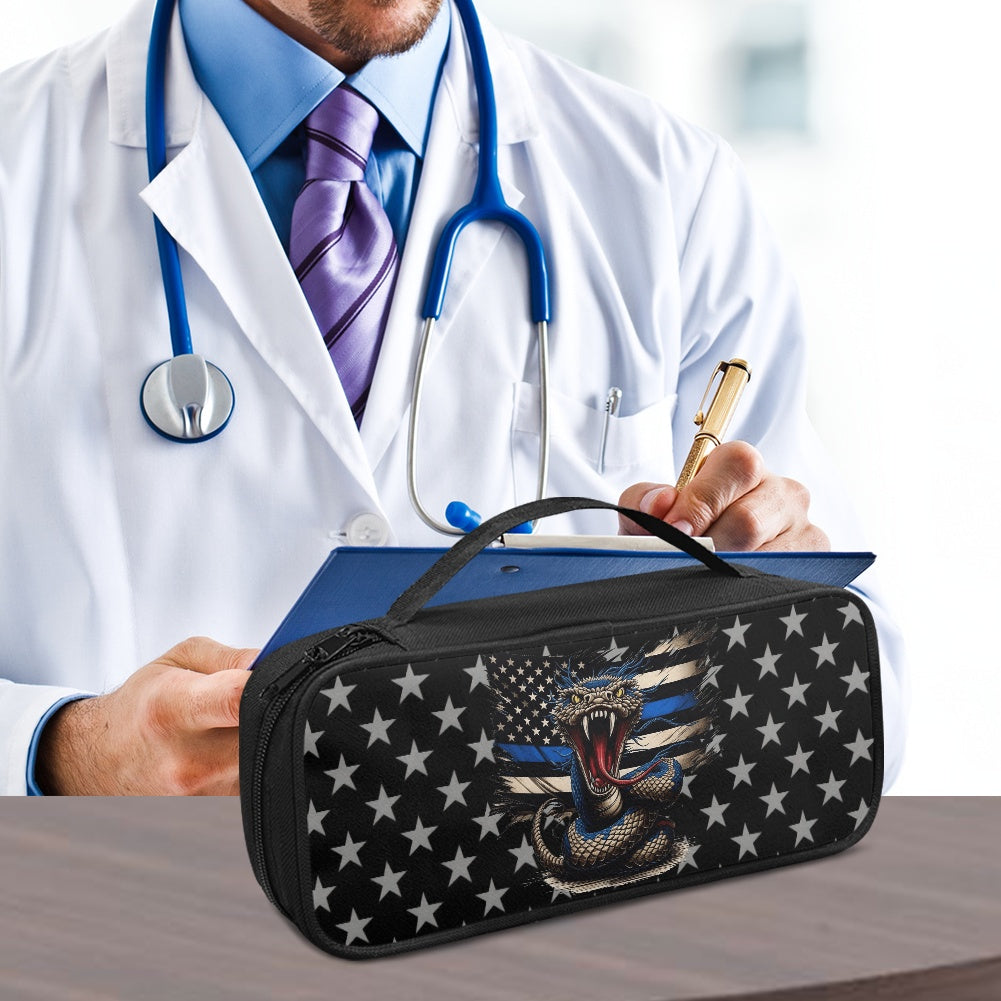 Thin Blue Line Flag Inspired Snake Stethoscope Storage Bag