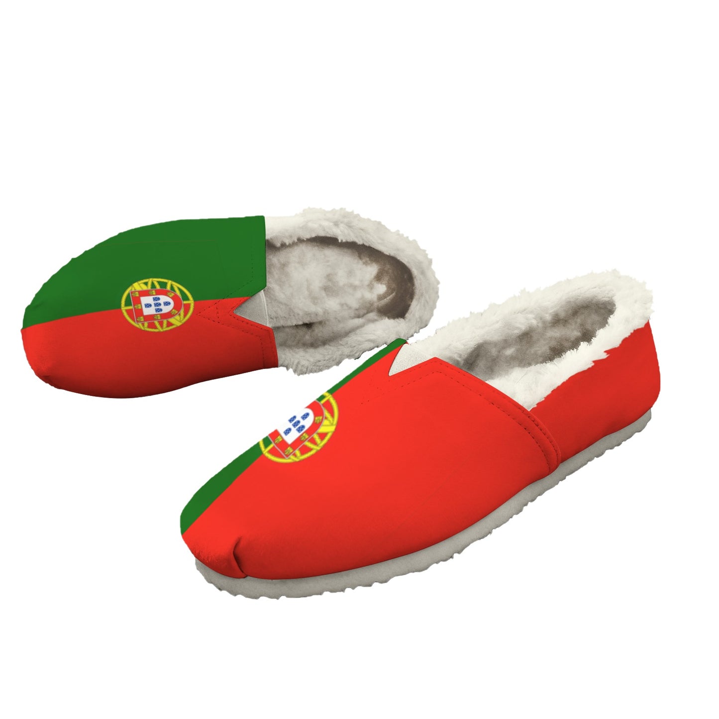Portugal Flag Inspired Women's Fleece-Lined Canvas Slip-On