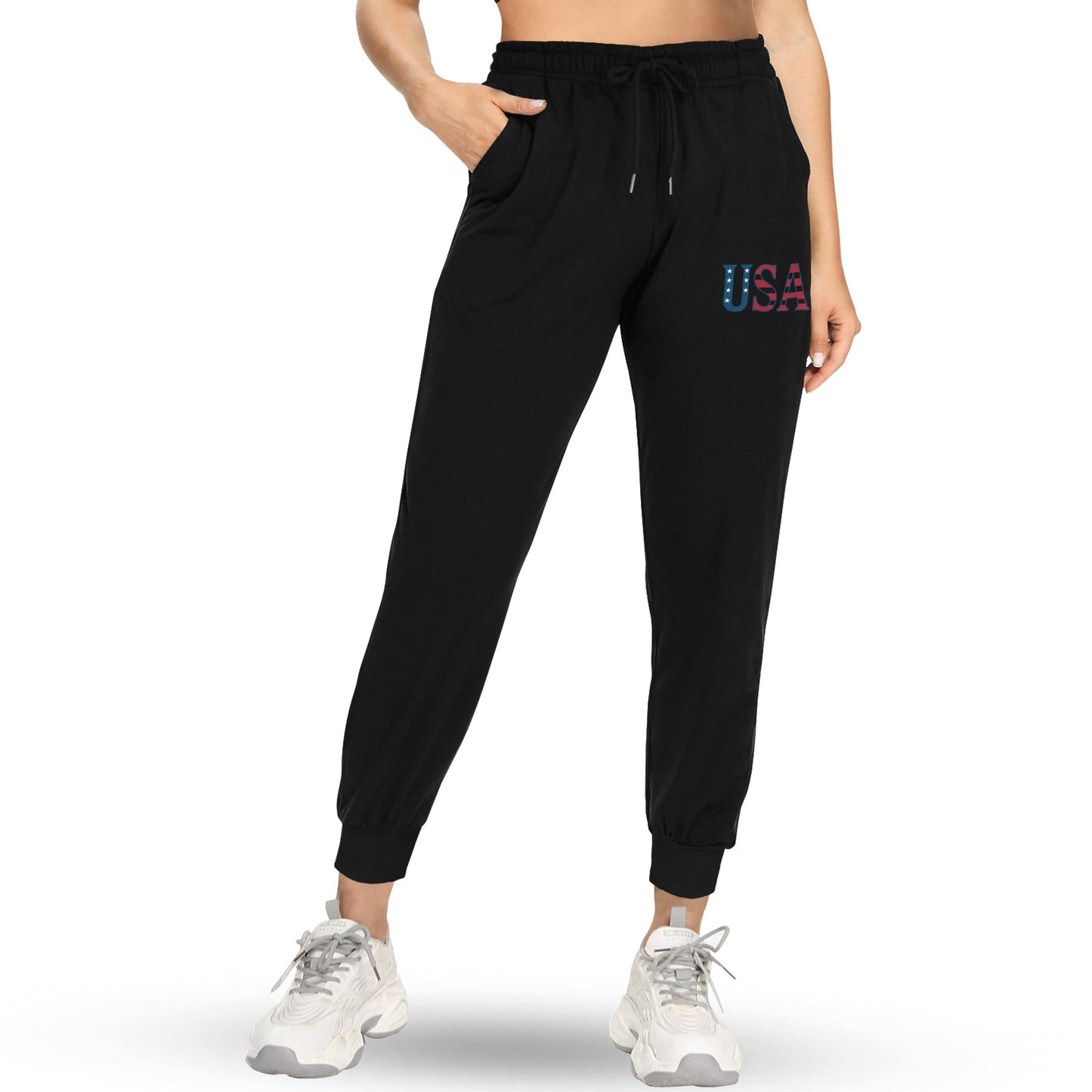 USA/American Flag Inspired USA Letters Unisex Fleece Sweatpants (Left Printing) | Ships from USA