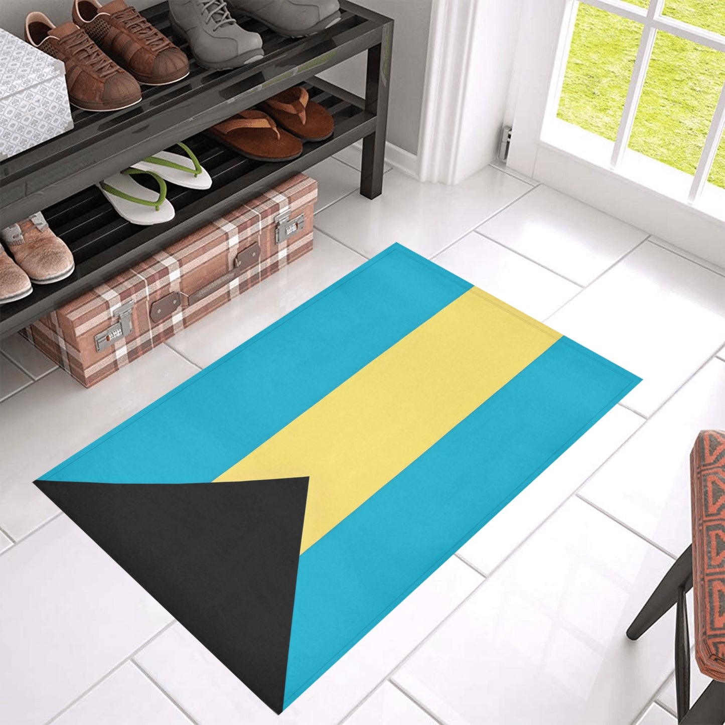 Bahamas Flag Inspired Doormat 30" x 18" (Sponge Material)