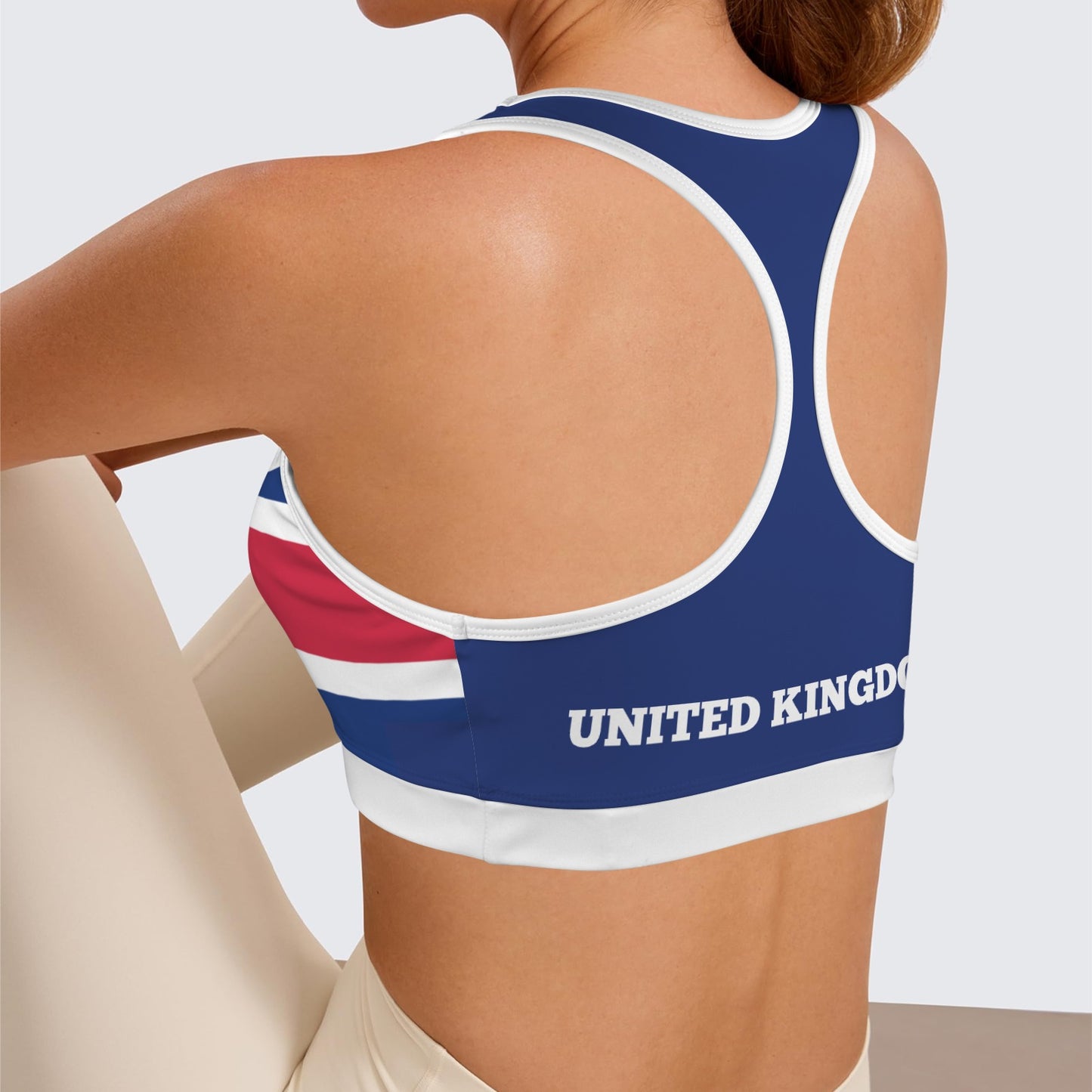 UK/Great Britain Flag Racerback Sports Bra