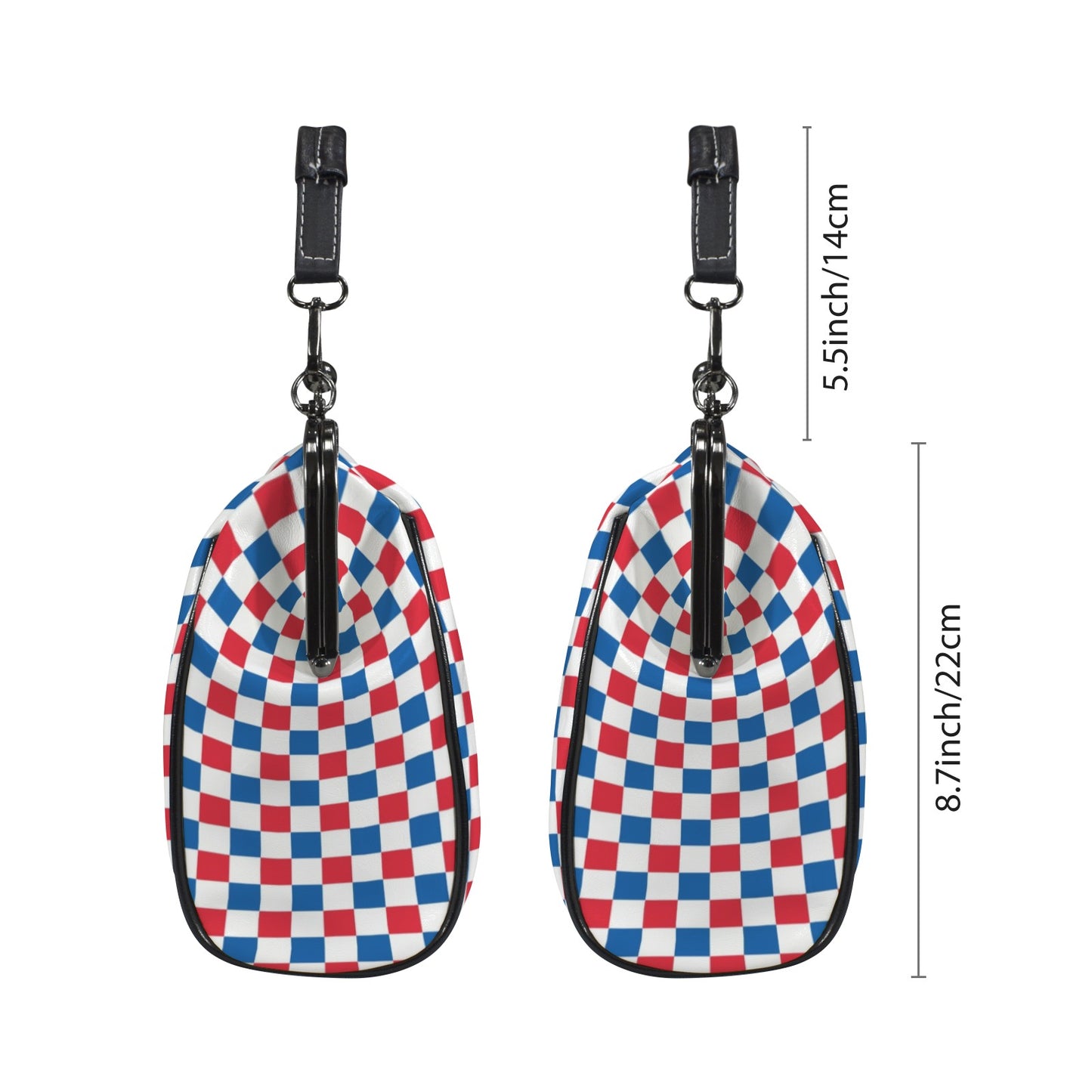 USA/American Flag Inspired Checkered Pattern Kisslock Crossbody Shoulder Bag