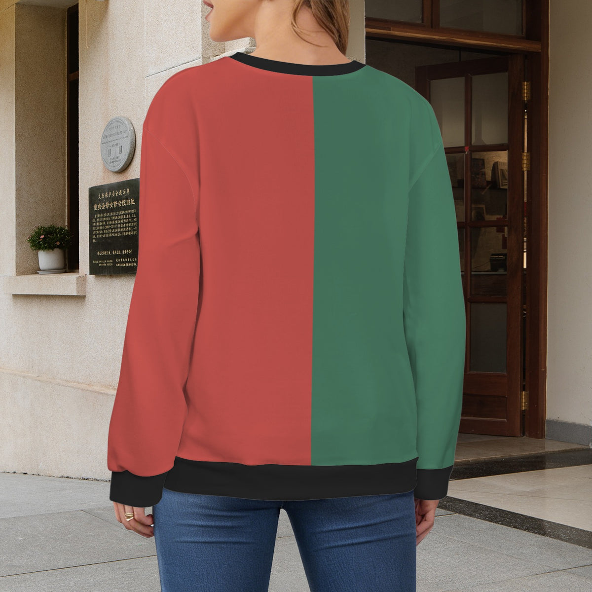 Mexico Flag Inspired Women's Crew Neck Sweater Printed in the USA