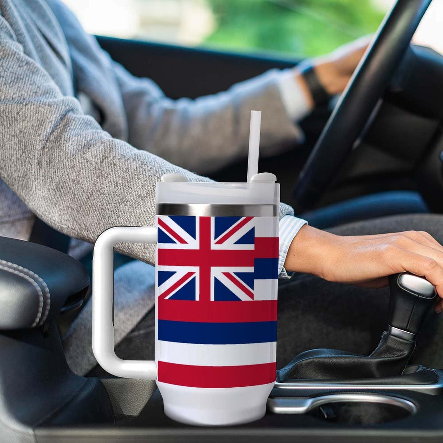 40 oz Stainless Steel Tumbler with Hawaii State Flag Design - Made in USA