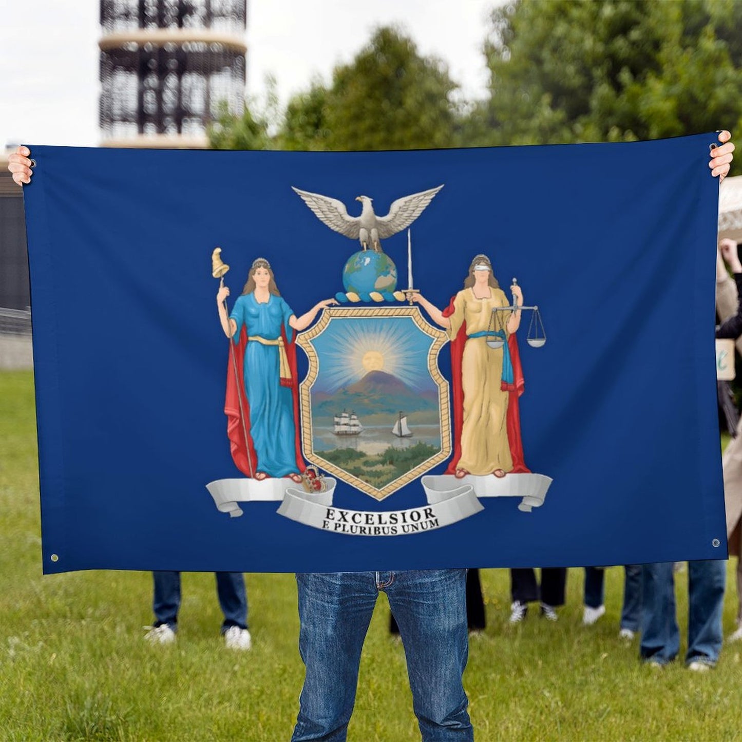 New York Flag Inspired Wall Mount Flag with Four Grommets (35x59 in)