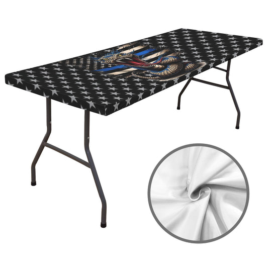 Thin Blue Line Flag Inspired Snake Custom Elastic Fitted Tablecloth 72x30 inch (Made in the USA)