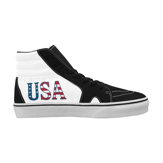 USA/American Flag Inspired (white) Men's High Top Canvas Shoes