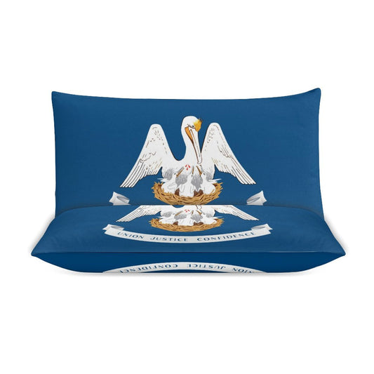 Louisiana Flag Inspired 3-Piece Bedding Set (1 Duvet Cover + 2 Pillow Shams) – 102"×90"