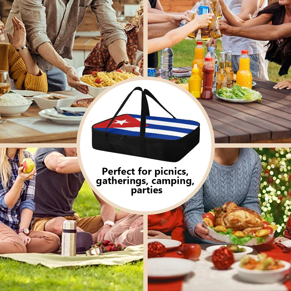 Picnic scene with [Brand] carrier, ideal for gatherings, parties.