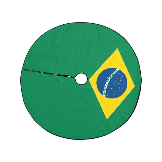 Brazil Flag Thick Christmas Tree Skirt 47" x 47"