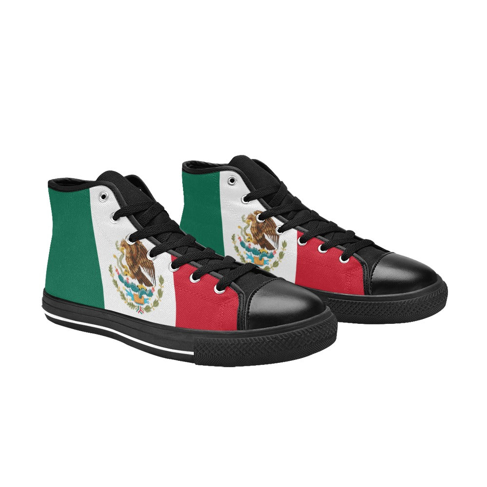 Mexico Flag Inspired Kid's High Top Canvas Shoes