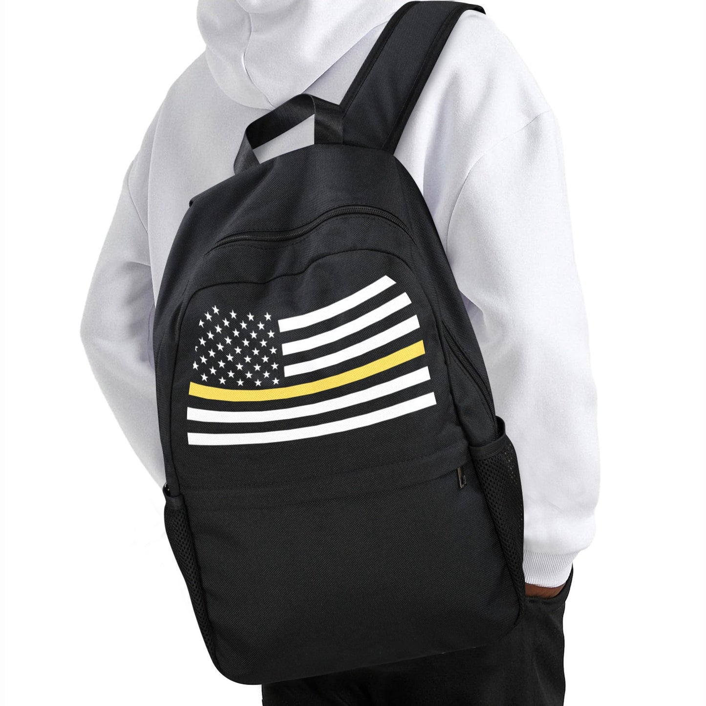 Thin Gold Line Flag Inspired Casual Backpack Printed in the USA