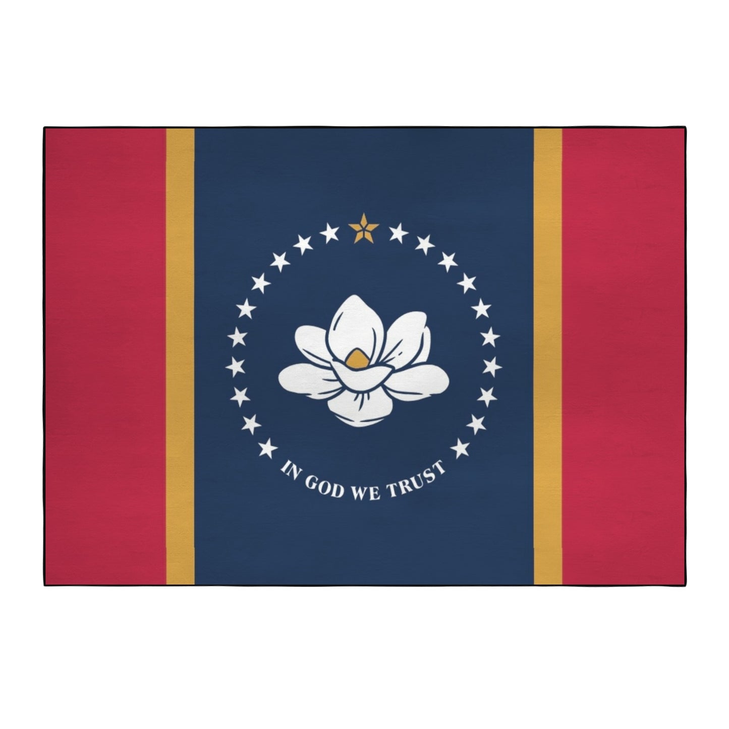 Mississippi Flag Inspired 84x60 Inch Area Rug with Black Binding (Made in the USA)