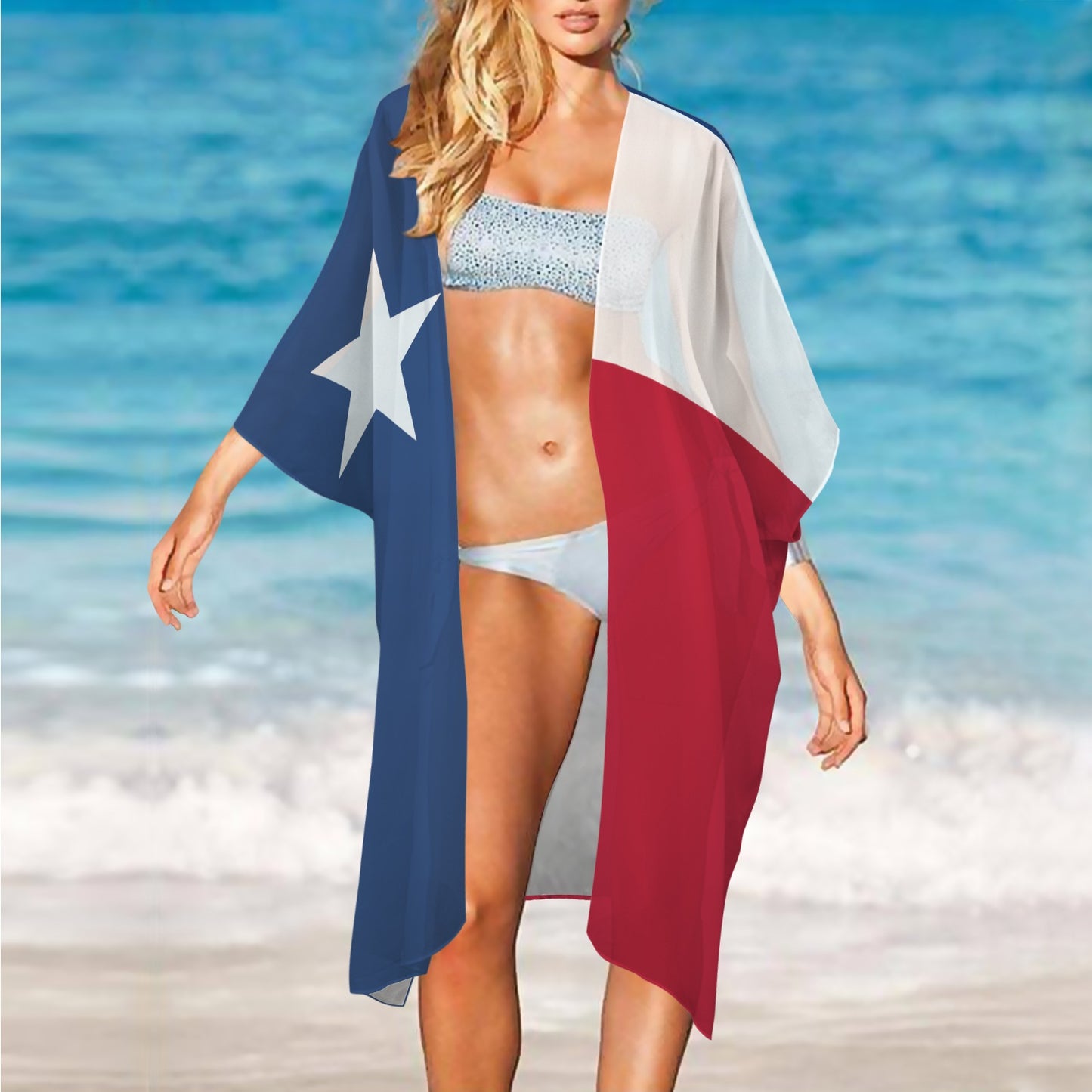 Texas Flag Inspired Women's Long Cover Up