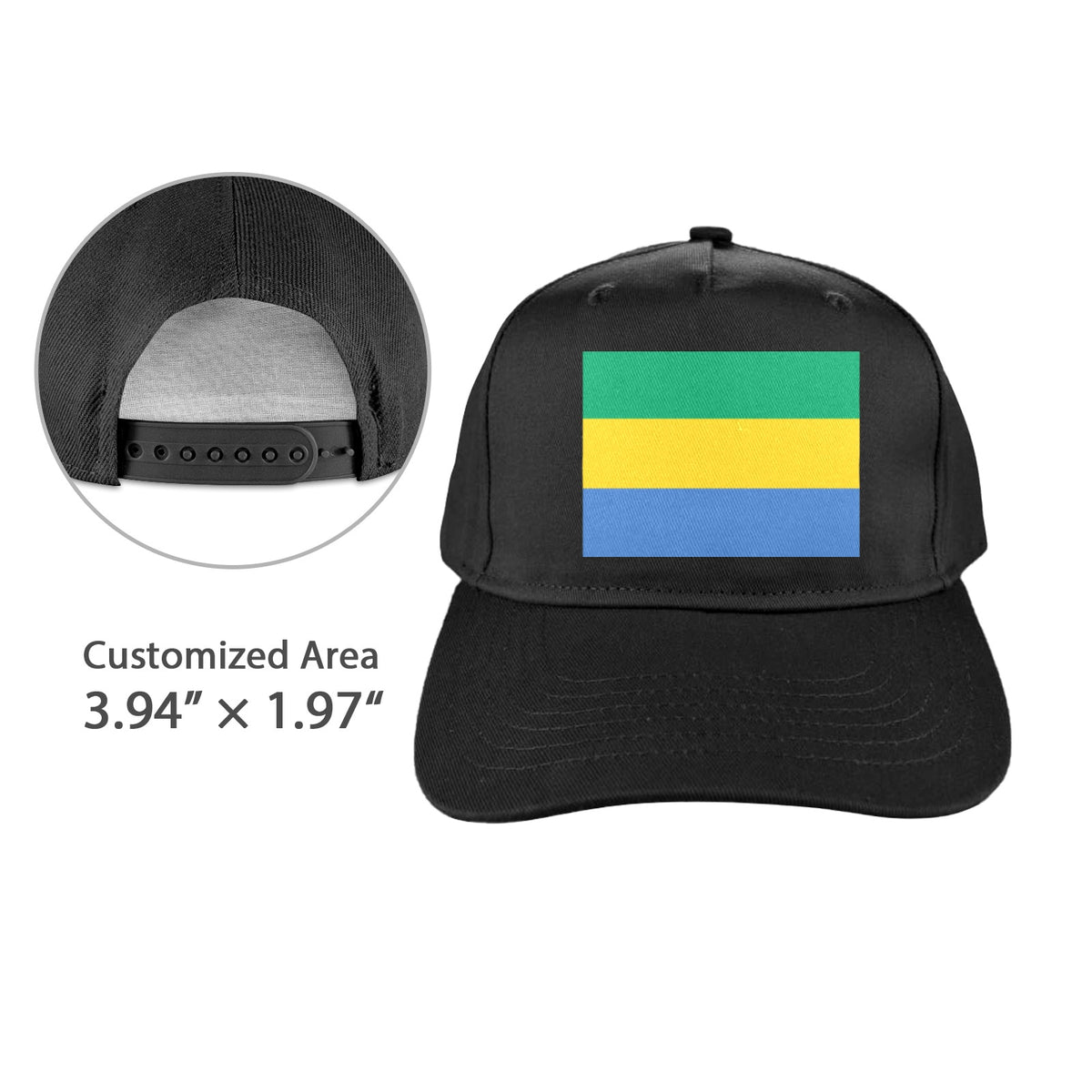 Gabon Flag Inspired Baseball Cap | Printed in the  USA