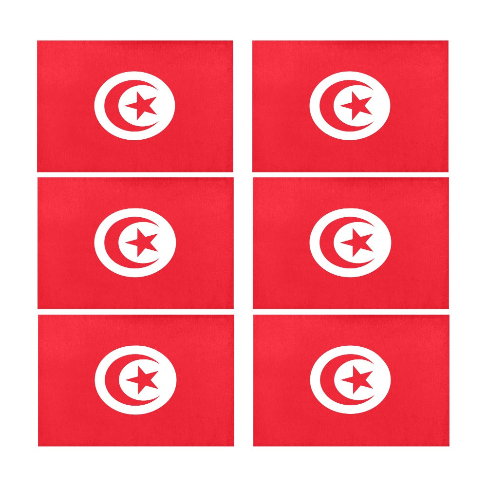 Tunisia Flag Placemats 12" x 18" (Set of 6)