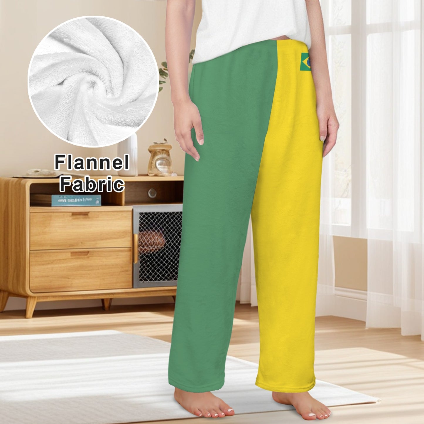 Brazil Flag Inspired Women's Flannel Pajama Trousers Made in the USA